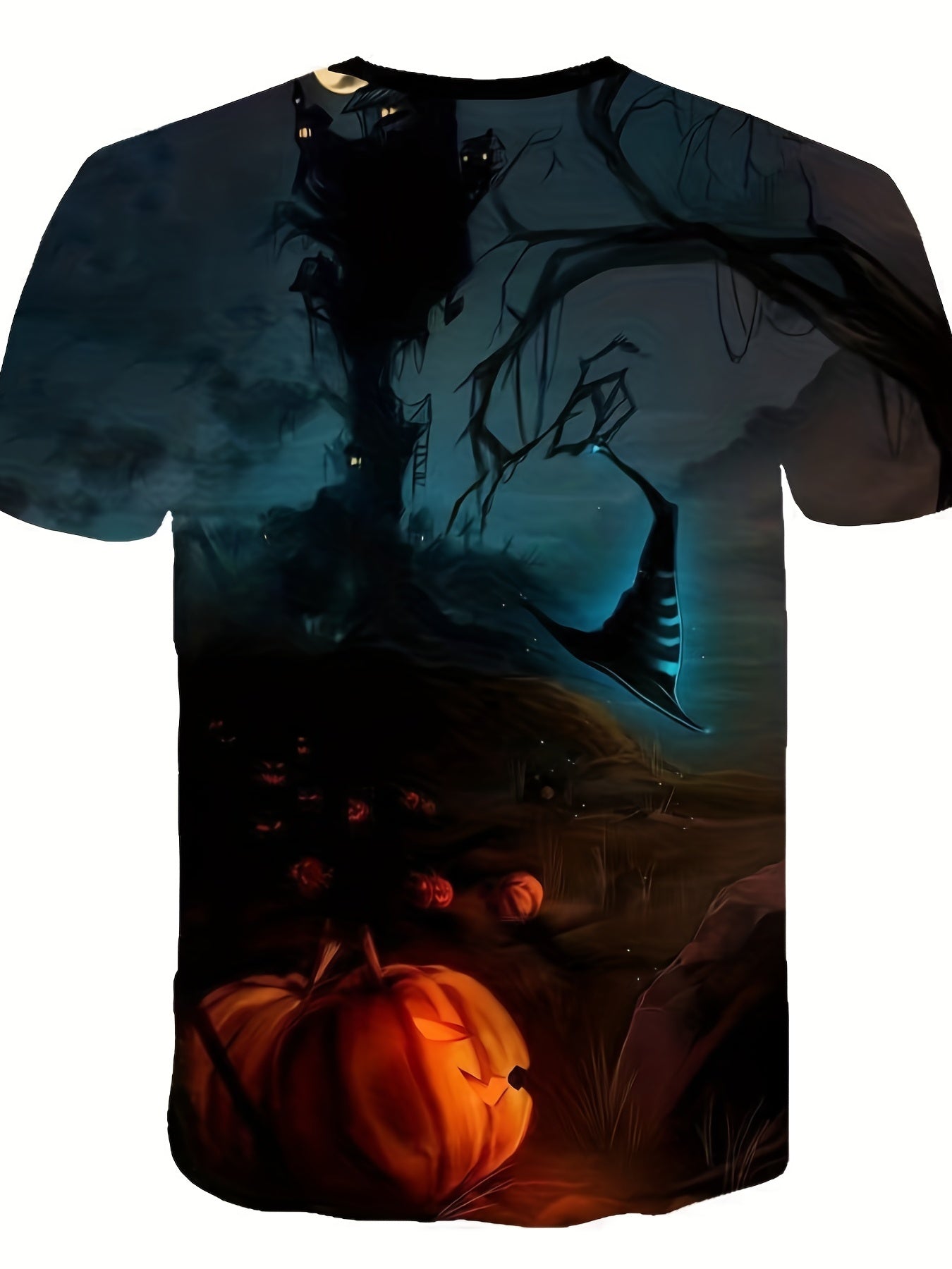 Halloween Night Magic Hat Pumpkin Face 3D Print Novelty Casual T-shirt Kids