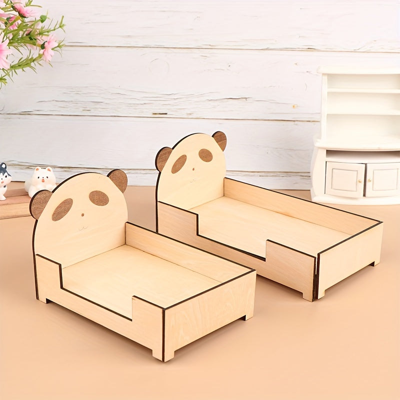 1/12 Dollhouse Mini Bed Cartoon Style Bedroom Furniture