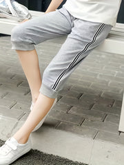 Girls Striped Taping Capris for Summer