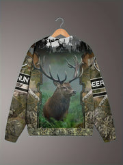 Men's Casual Elk Pattern 3D Print Crew Neck Sweatshirt Outdoor Activities