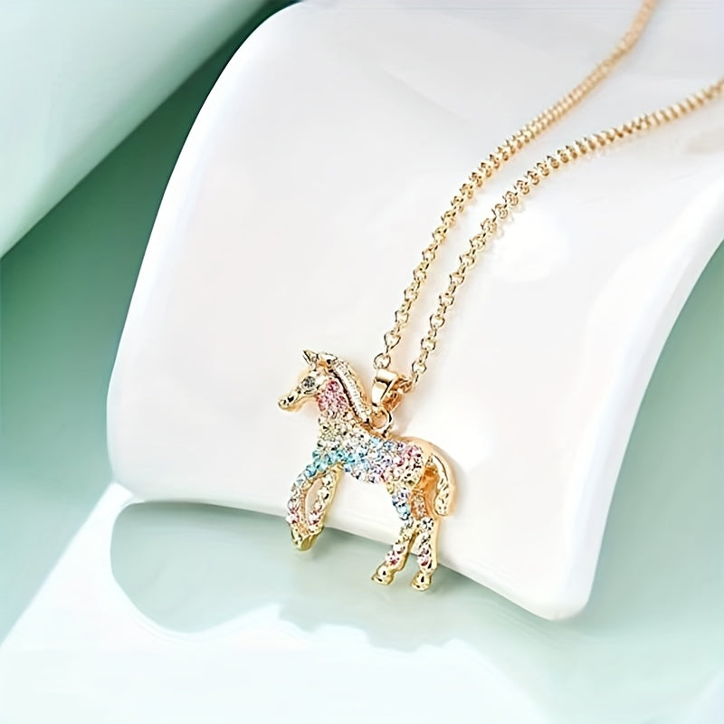 Colorful Horse Pendant Necklace Jewelry Gift for Girls