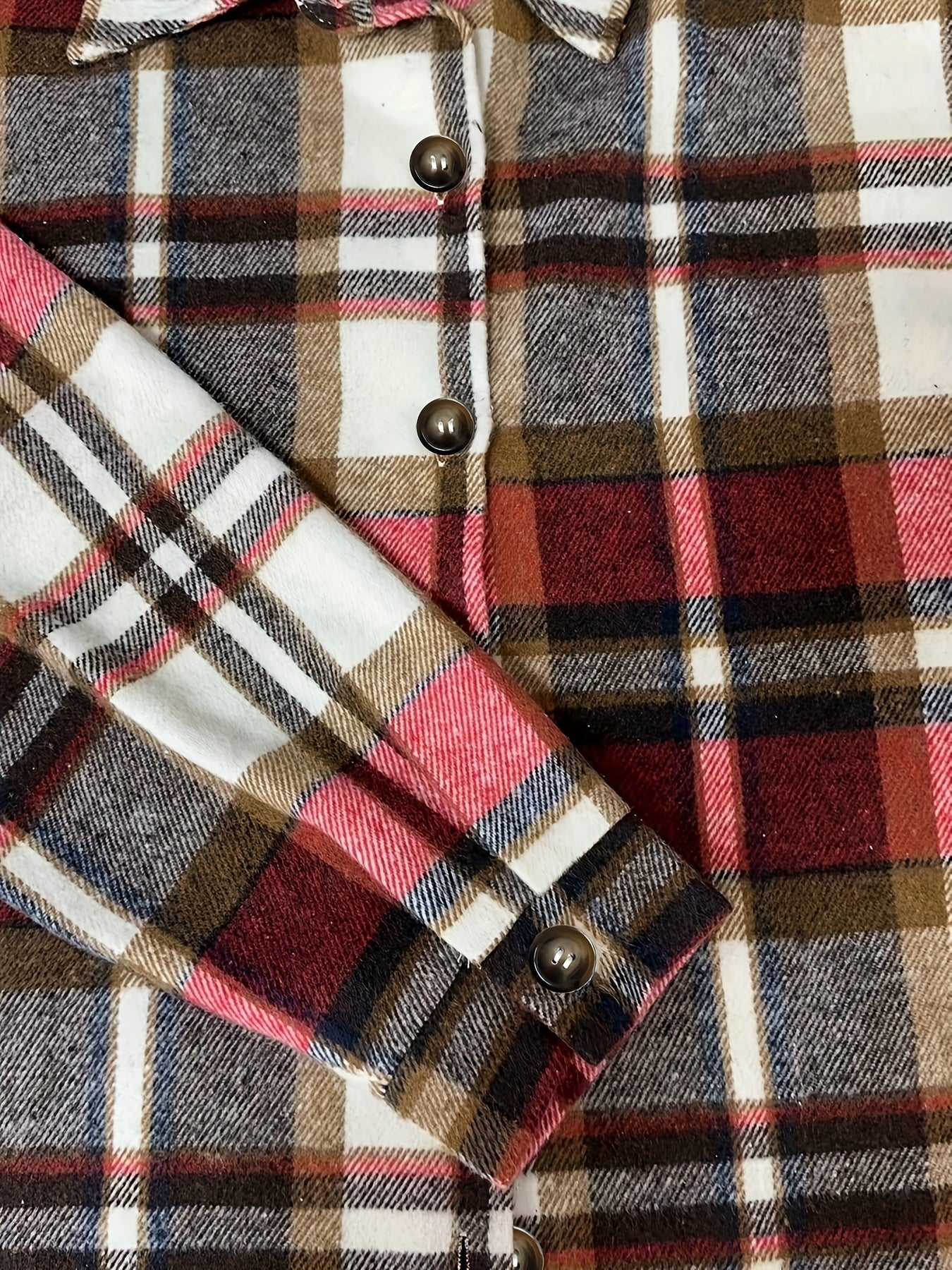 Plaid Long Sleeve Button Up Tunic Top