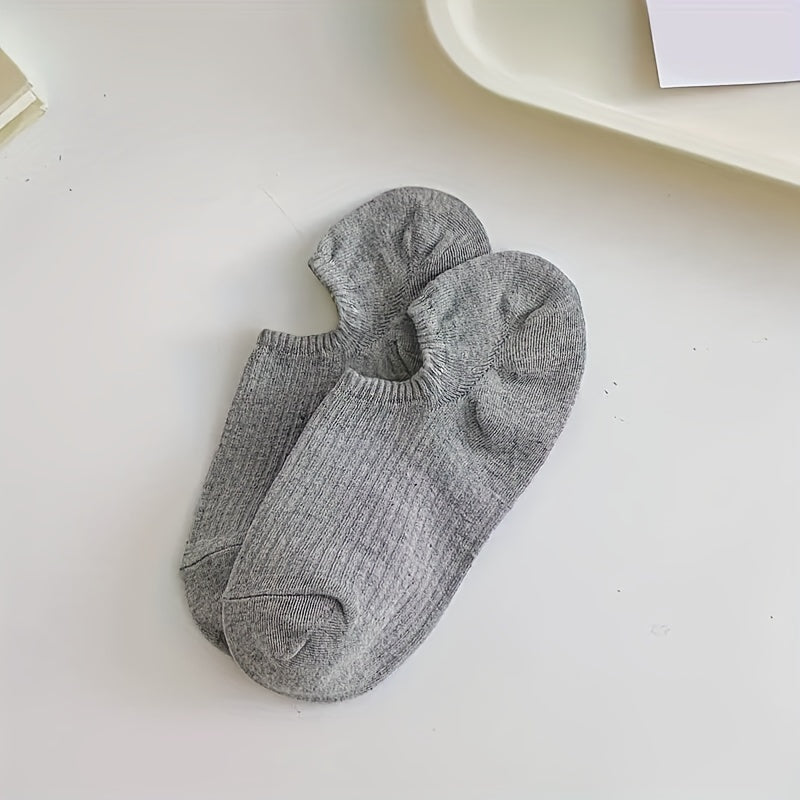 5 Pairs Ribbed Ankle Socks Casual & Comfy Women's Stockings