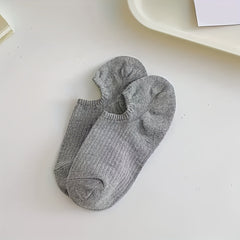 5 Pairs Ribbed Ankle Socks Casual & Comfy Women's Stockings