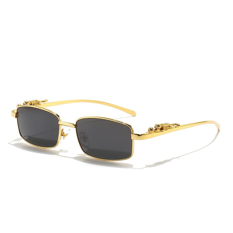 Leopard Metal Sunglasses Square Men Sun Glasses UV400 Eyeglasses