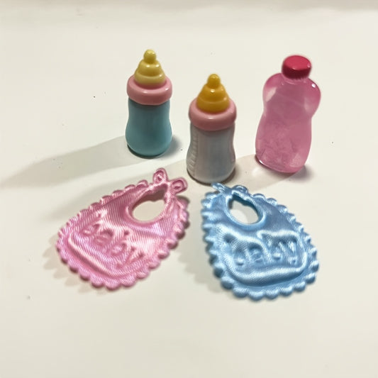 Dollhouse Food Play Set - Milk Bottle, Bib, Towel