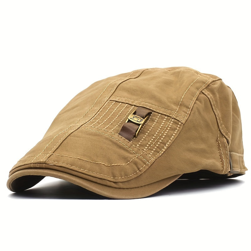 Men's Flat Cap Buckle Forward Cap Cotton Duckbill Cap Adjustable
