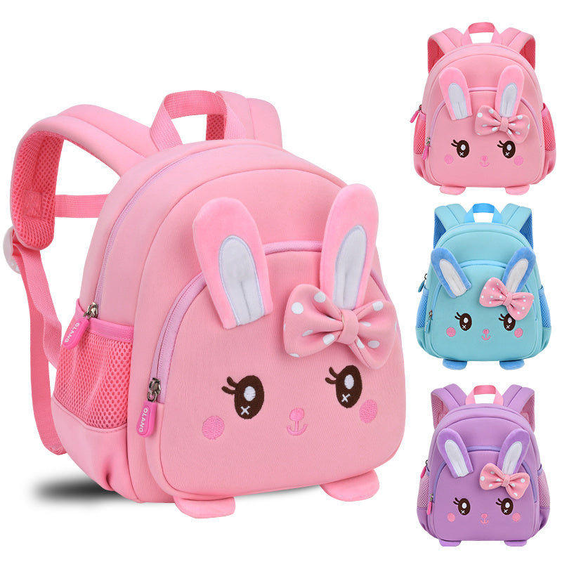 3D Cartoon Rabbit Kids Backpack for School Boys Girls
