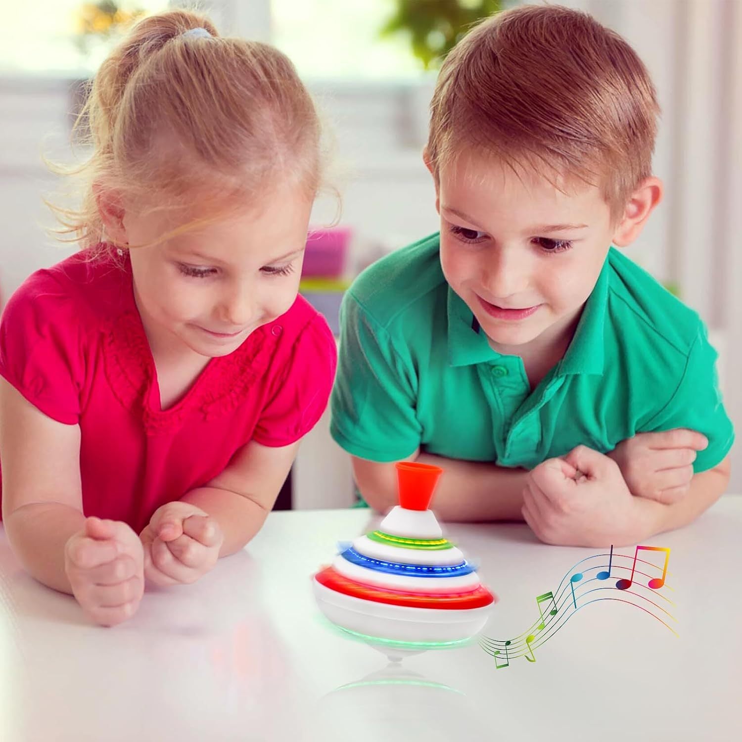 LED Music Spinning Top Toy Colorful Stripes & Lights