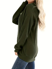 Solid Kangaroo Pocket Hoodies Casual Waffle Long Sleeve Sweatshirt