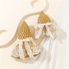 2pcs Family Sun Hat Lace Wide Brim Straw Hat Foldable Travel Beach Hats