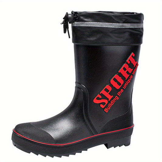 Unisex Waterproof Rain Boots with Letter Decor