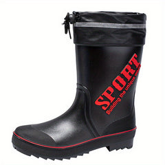 Unisex Waterproof Rain Boots with Letter Decor