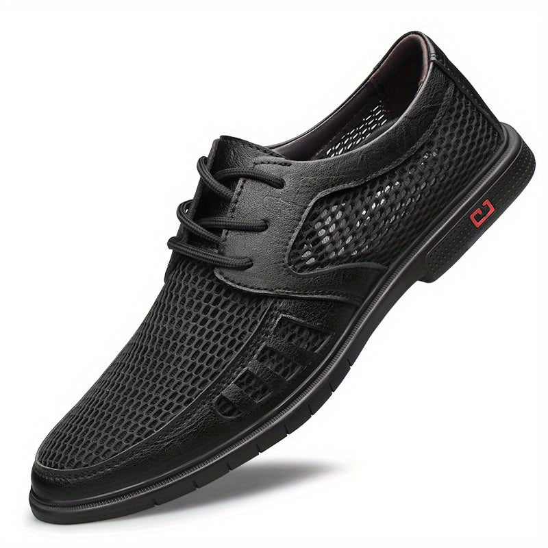 Men's Derby Shoes With Ventilation Holes Lace Up Front