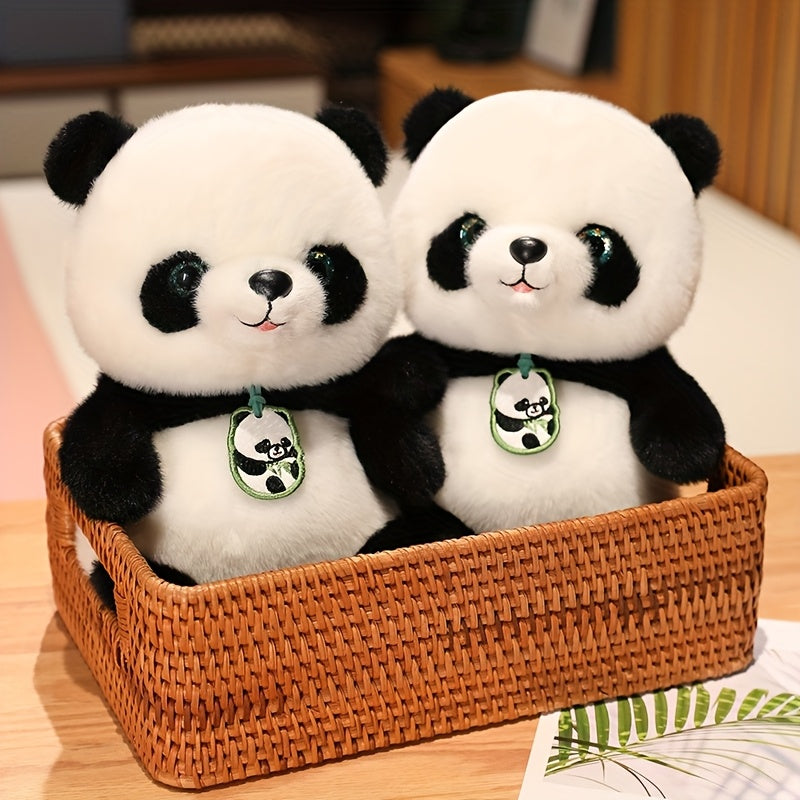 9in Panda Plush Toy with Expressive Eyes & Carrot Tail