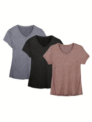 Women's V Neck Yoga Top Moisture Wicking Tee