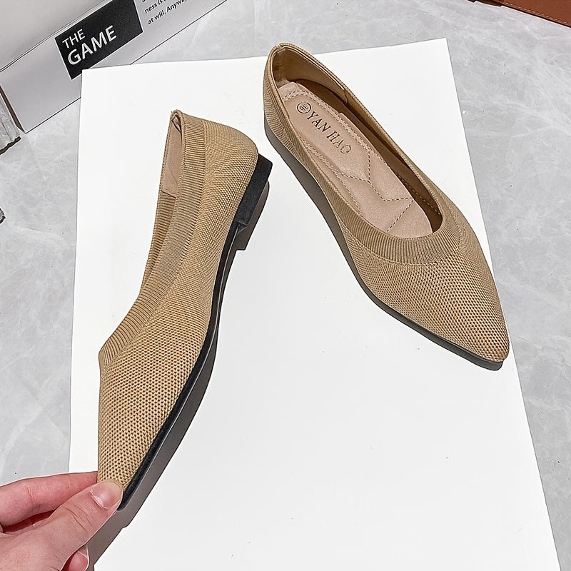 Women's Knitted Flat Shoes Soft Sole Slip On Casual Flats