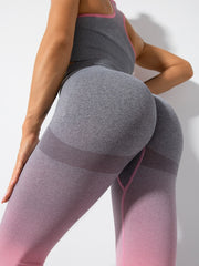 High Waist Ombre Yoga Pants, Fitness Leggings