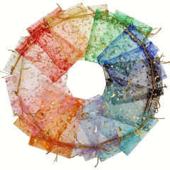 20pcs Golden Stars Moon Drawstring Gauze Bag for Candy Jewelry
