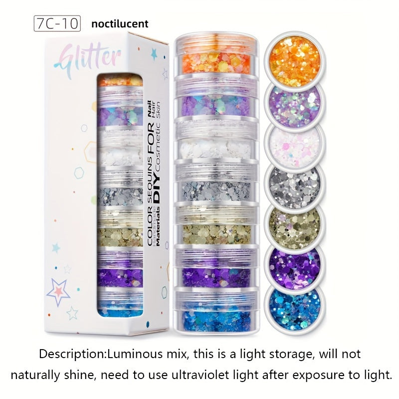 7 Layer Glitter Nail Makeup Crafts DIY Body Makeup Material