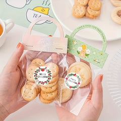 2 Rolls 1000pcs Merry Christmas Holiday Stickers - Adhesive Wreath Stickers