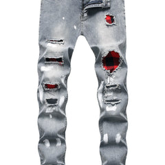 Men's Splatter Ripped Jeans Casual Street Style Denim Pants