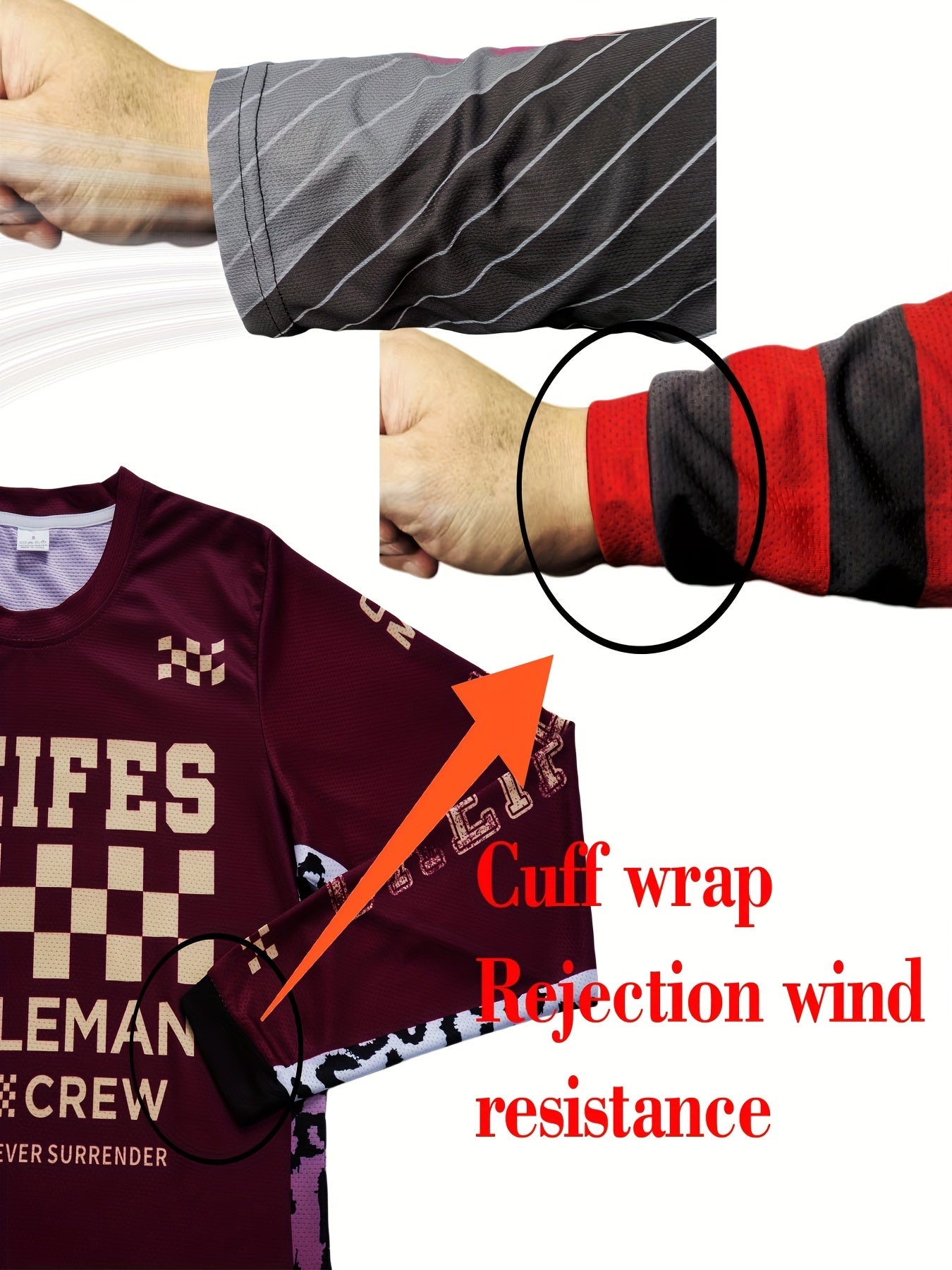 Moisture Wicking Cycling Tee Long Sleeves Round Neck Quick Drying T Shirt