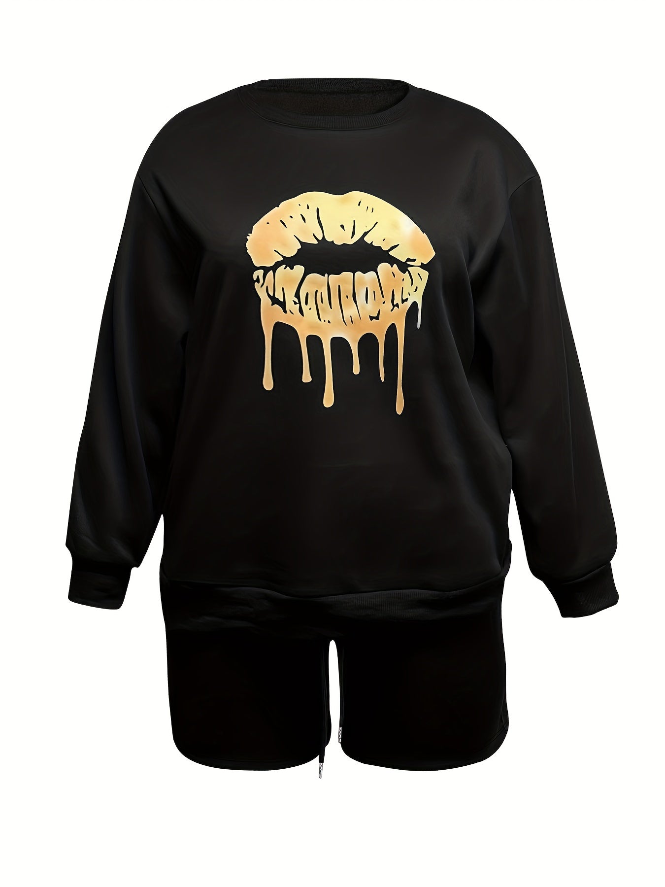 Lip Print Sweatshirt & Shorts Set