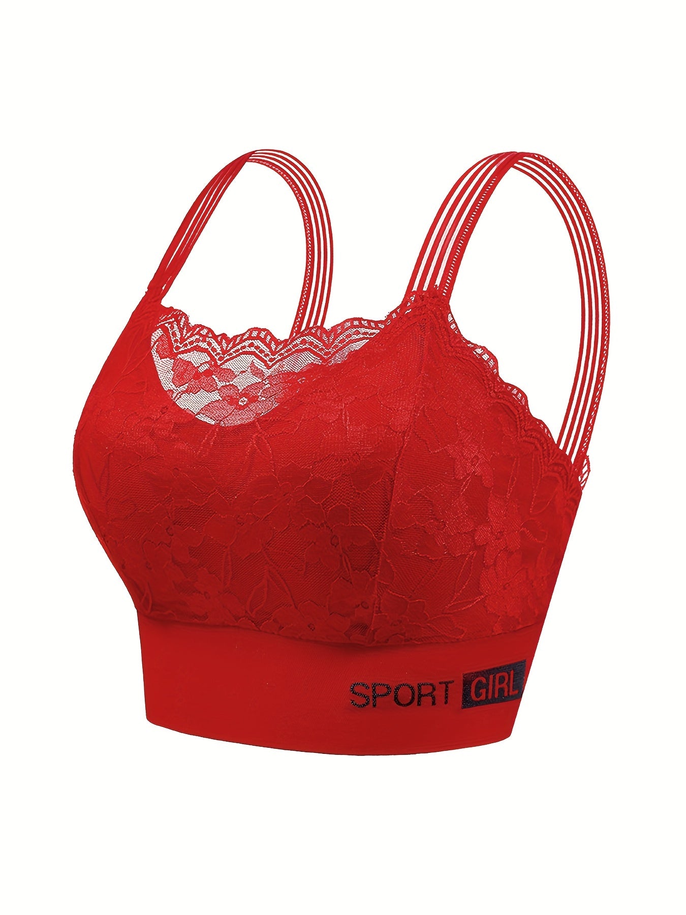 Lace Trim Wireless Sports Bra Breathable Push Up Bralette