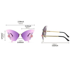 Rhinestone Rimless Butterfly Sunglasses UV Blocking