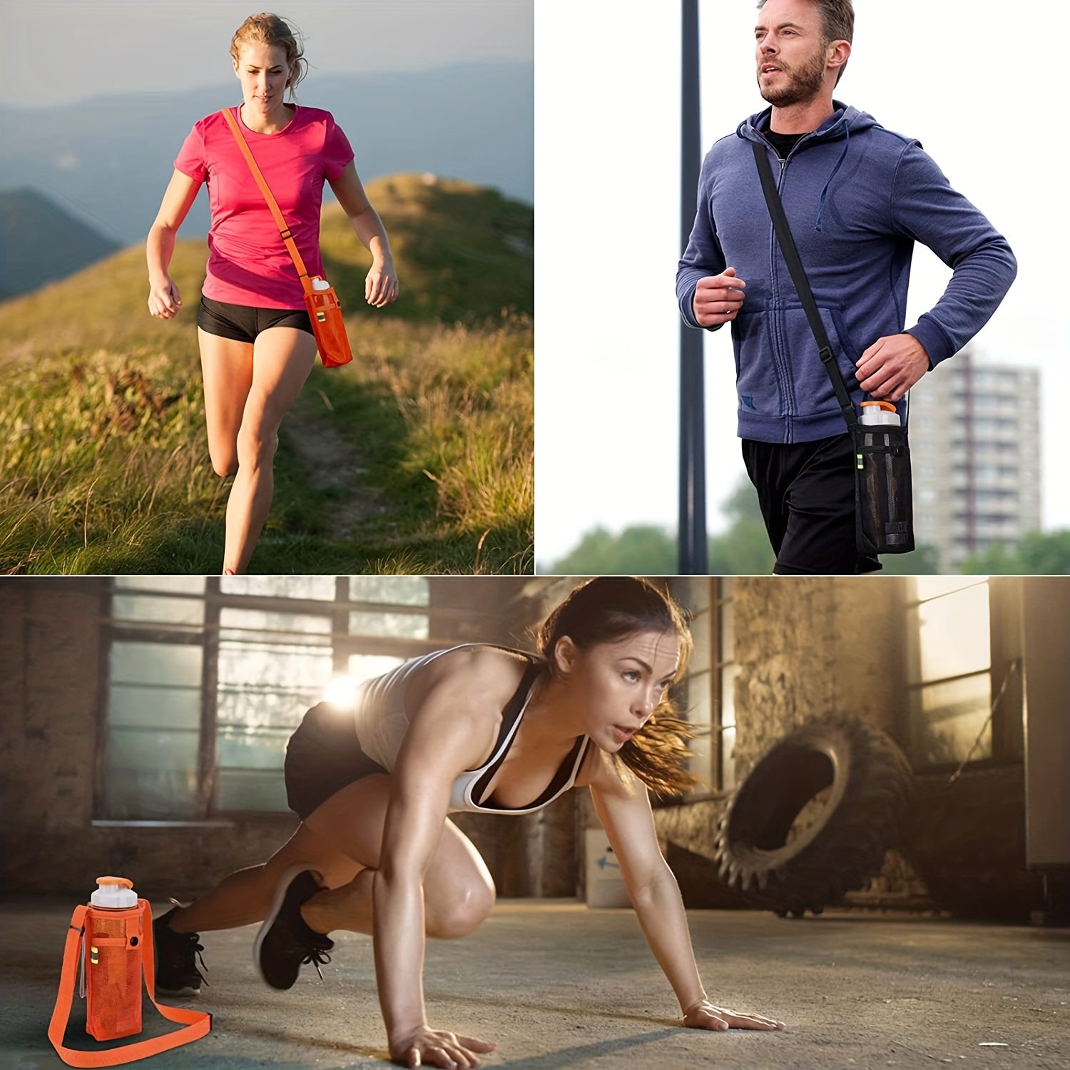 Water Bottle Portable Storage Bag with Adjustable Shoulder Belt