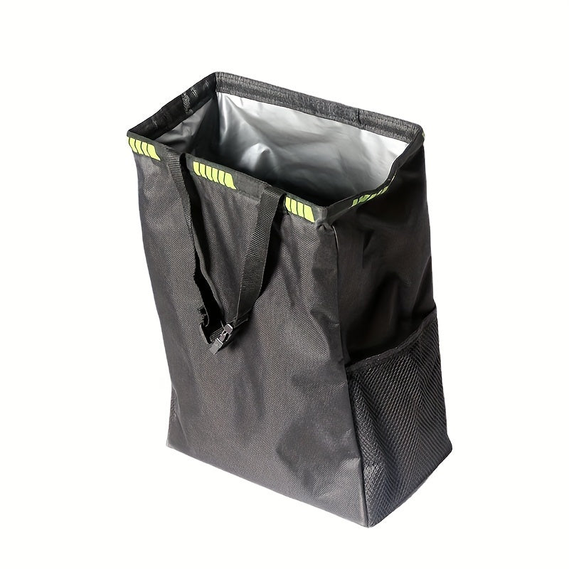 Car Trash Bag With Mesh Pockets Waterproof Storage Bag