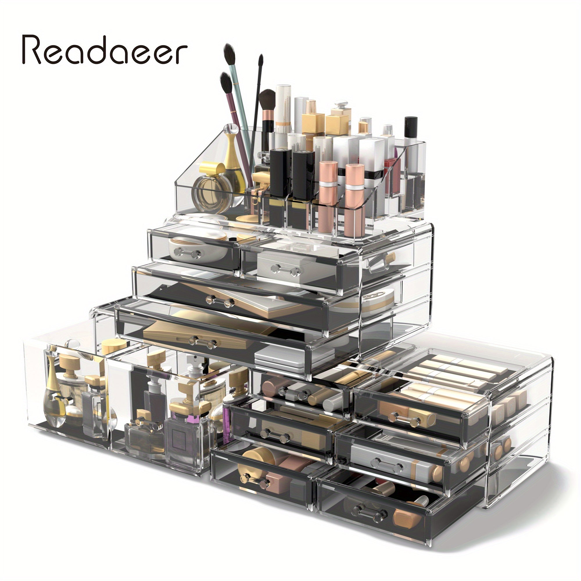 4 Layer Makeup Organizer with 12 Drawers Stackable Cosmetic Storage