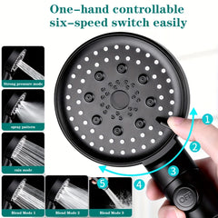 6 Modes Adjustable High pressure Shower Head - Water saving Hand held Shower Hea