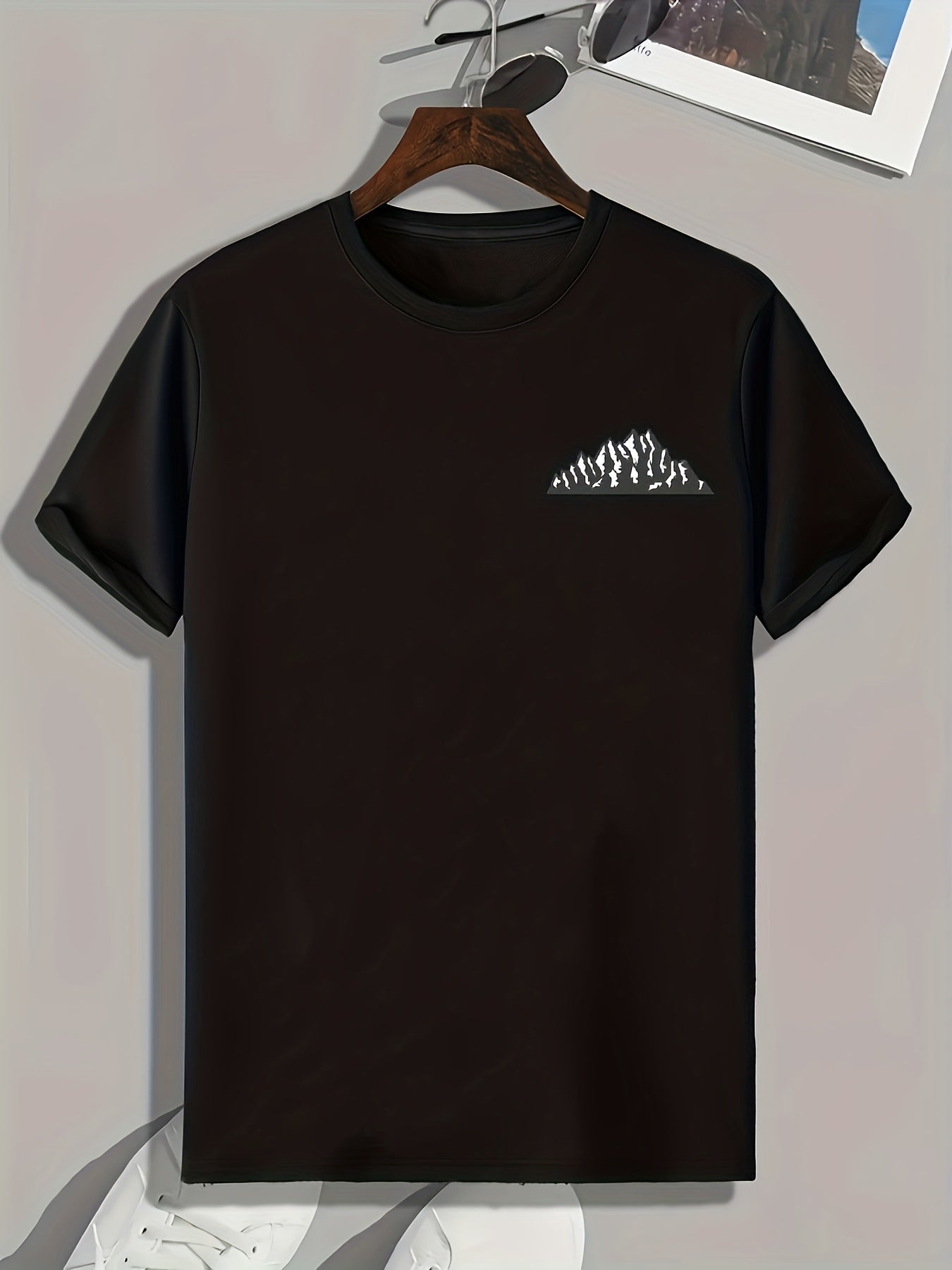 Mountain Print Men's Comfy T Shirt for Outdoor Summer