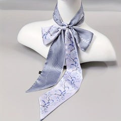 Flower Printed Neckerchief Skinny Scarf Headband Hair Tie