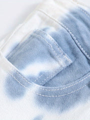 Tie Dye Slim Fit Ripped Jeans Men's Casual Street Style Denim Pants