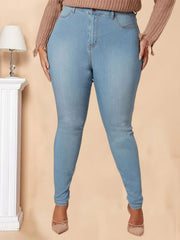 High Rise Skinny Jeans Women's Plus Denim Pants