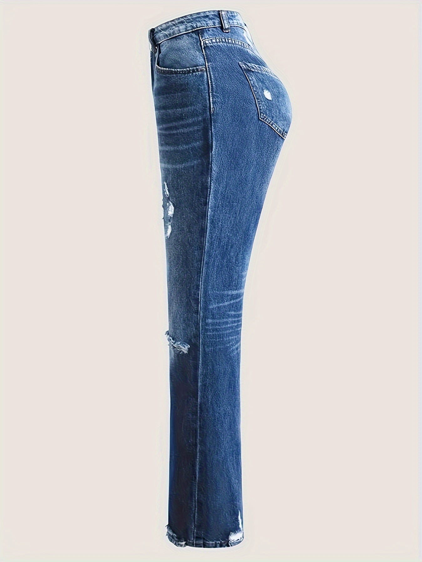 Women's Plus Washed Button Fly Ripped High Rise Wide Leg Jeans