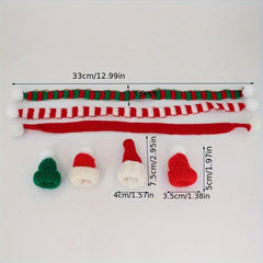 6pcs Mini Christmas Santa Knitted Hat Scarf Set DIY Craft Art