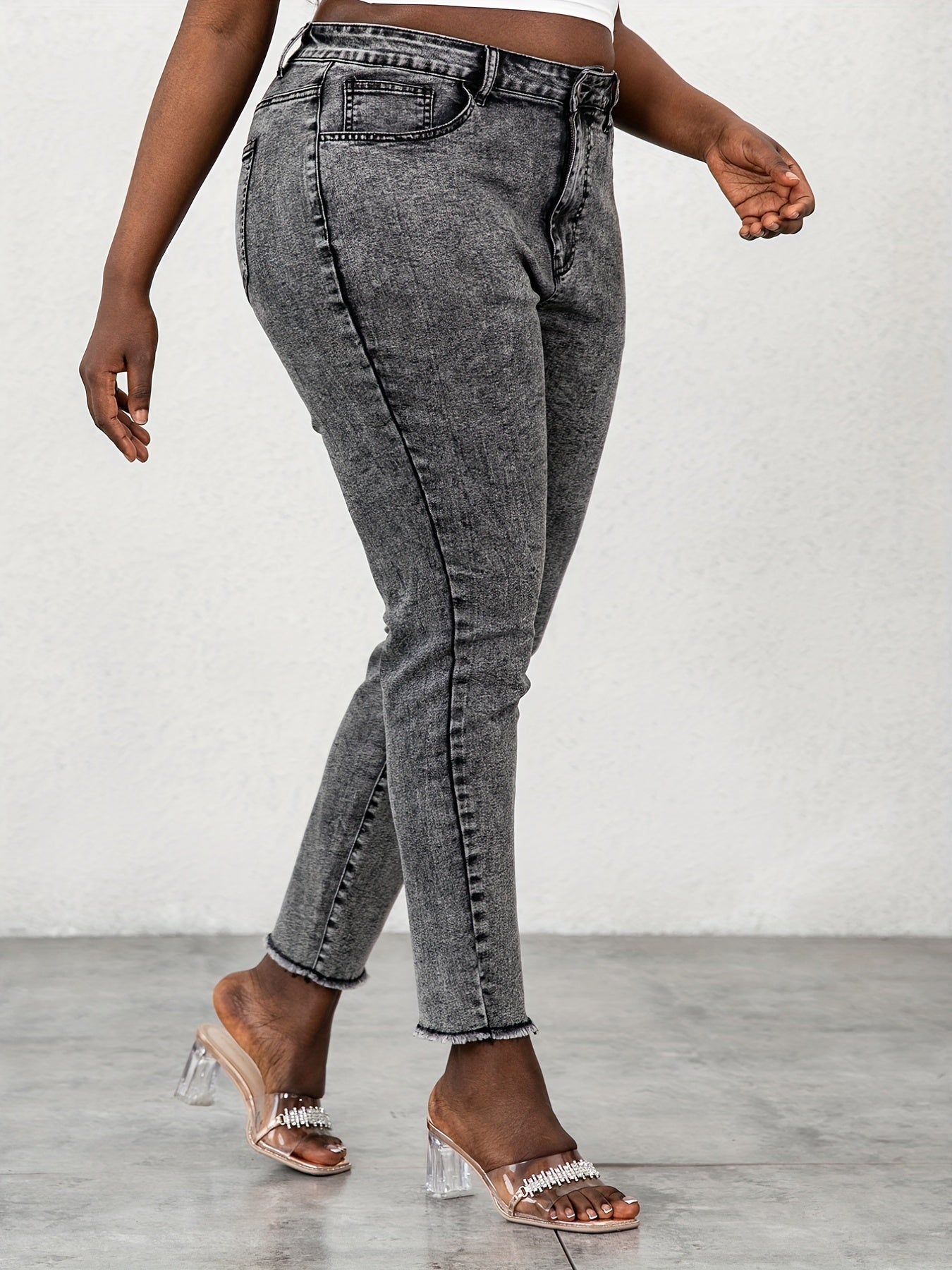 High Waist Button Up Skinny Jeans Women's