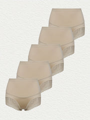 5 Pack Plus Size Panties Set High Rise Tummy Control Boy Shorts
