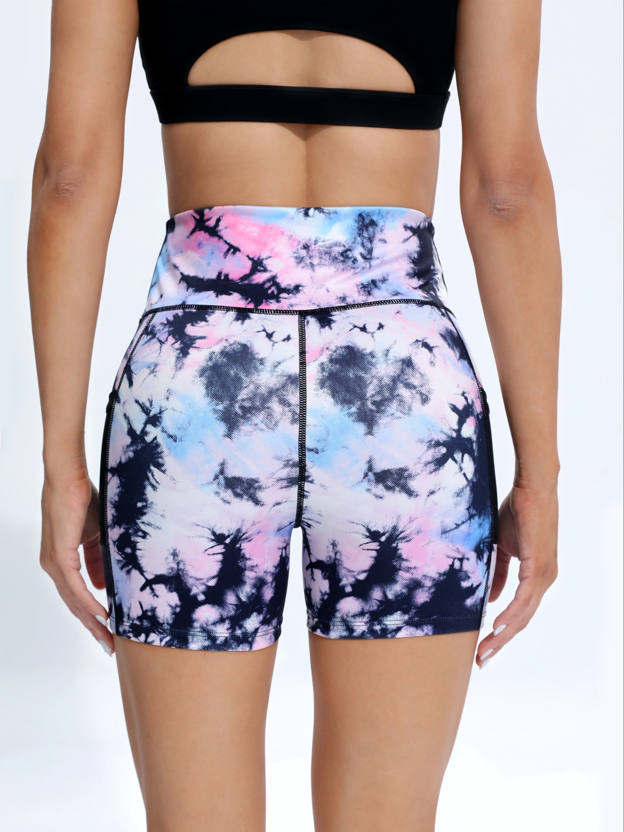 Tie Dye High Waist Yoga Short with Pocket