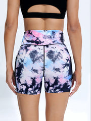 Tie Dye High Waist Yoga Short with Pocket