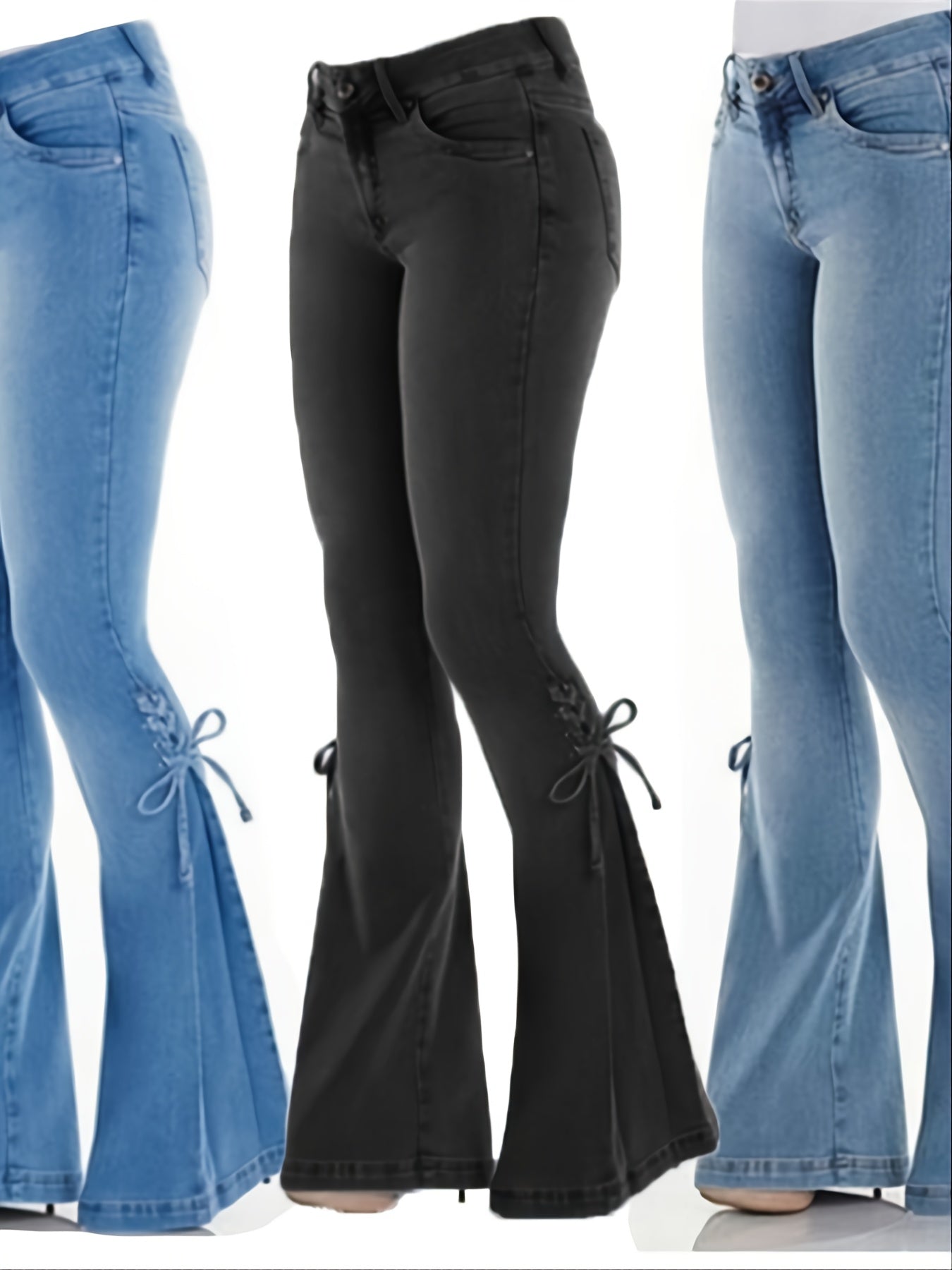 Lace Up Side Bell Bottom Jeans Women's Denim Jeans