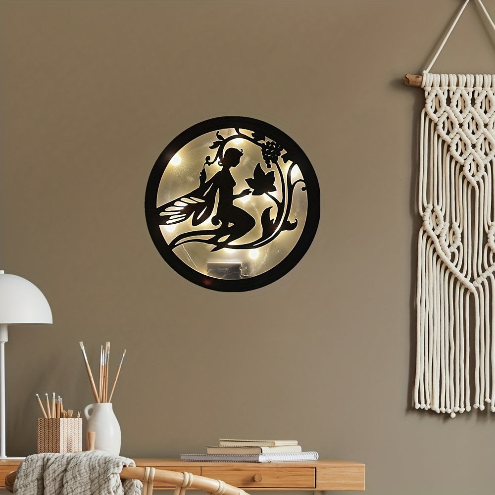 Children's Room LED Wall Clock Retro Wooden Sign Hanging Decor