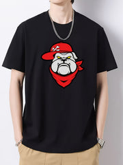 Men's Cartoon Animal Head Pattern Short Sleeve T-shirt