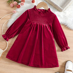 Baby Girls Ruffle Velvet Flared A Line Dress