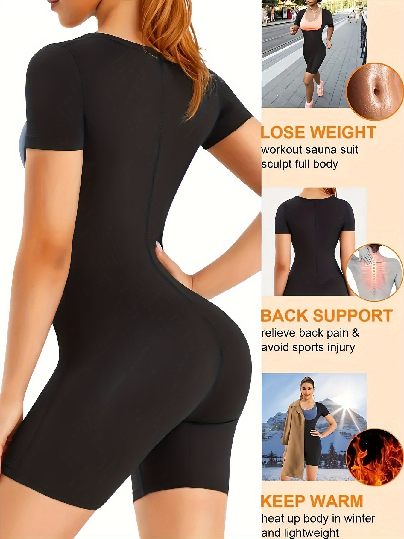 Short Sleeve Body Shaper Sauna Sweat Bodysuit for Women