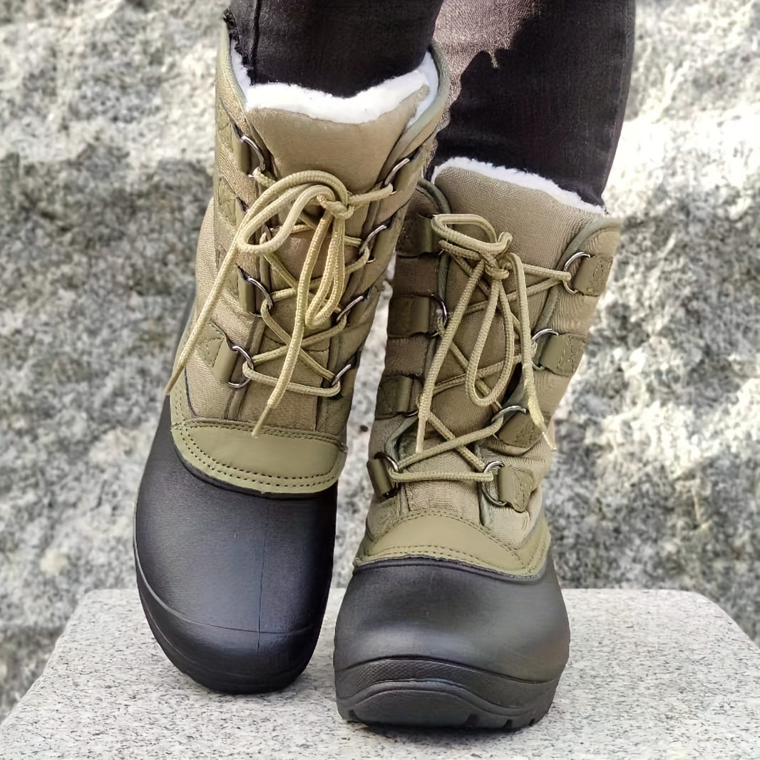 Women's Double Block Fur Snow Boots Warm Anti Slip Outdoor Hiking Boots